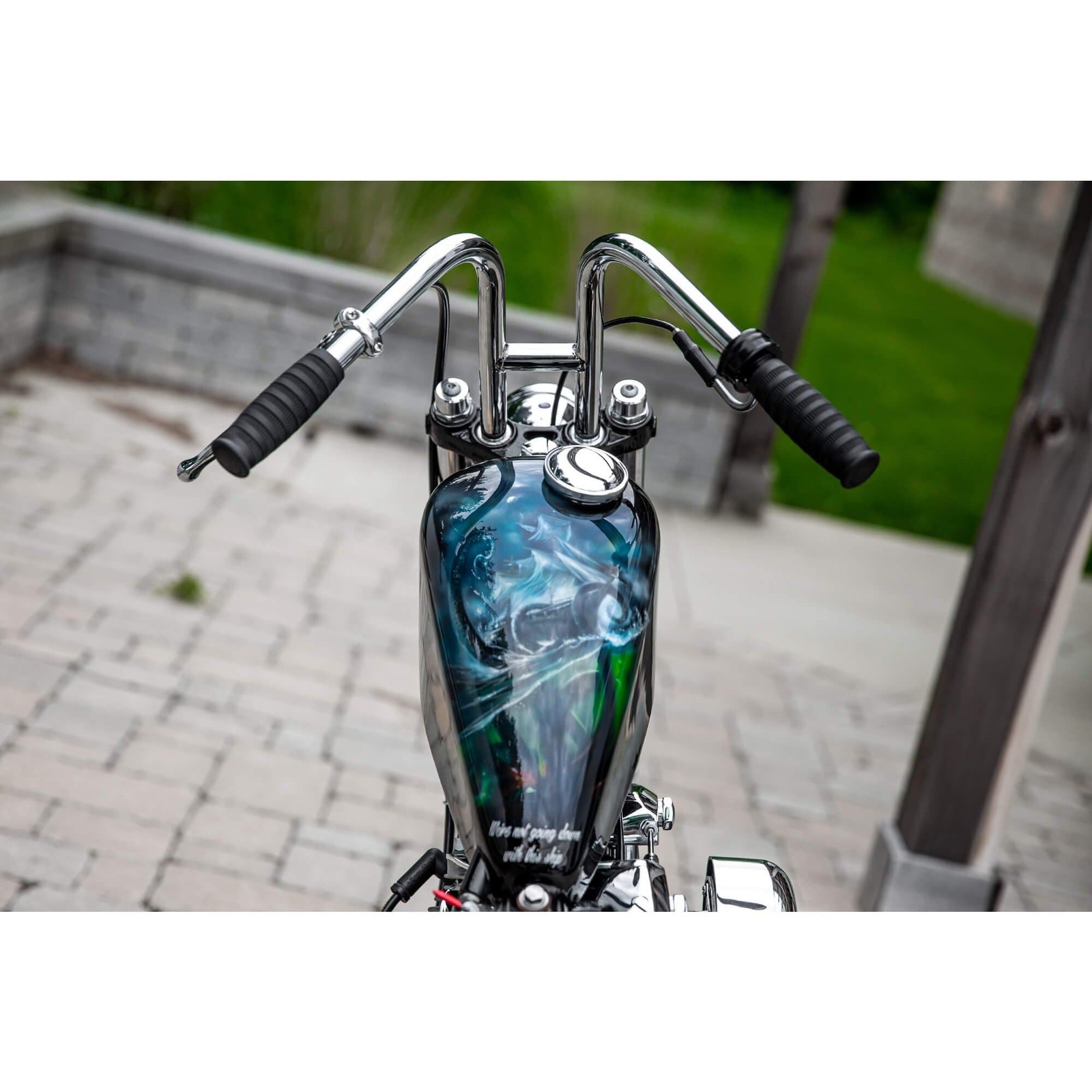 Lowbrow Customs Narrow Rabbit Ears 1″ chrome handlebars Harley chopper Sportster