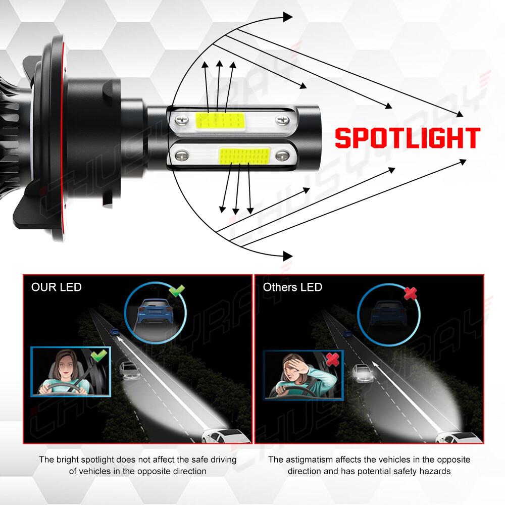 2X H13 9008 LED Headlight Super Bright Bulbs Kit 420000LM White Hi-Lo Beam 6000K