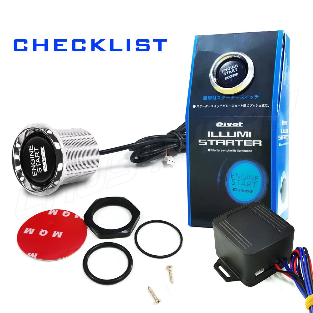 The blue start button of the car engine has been replaced with a brand new one