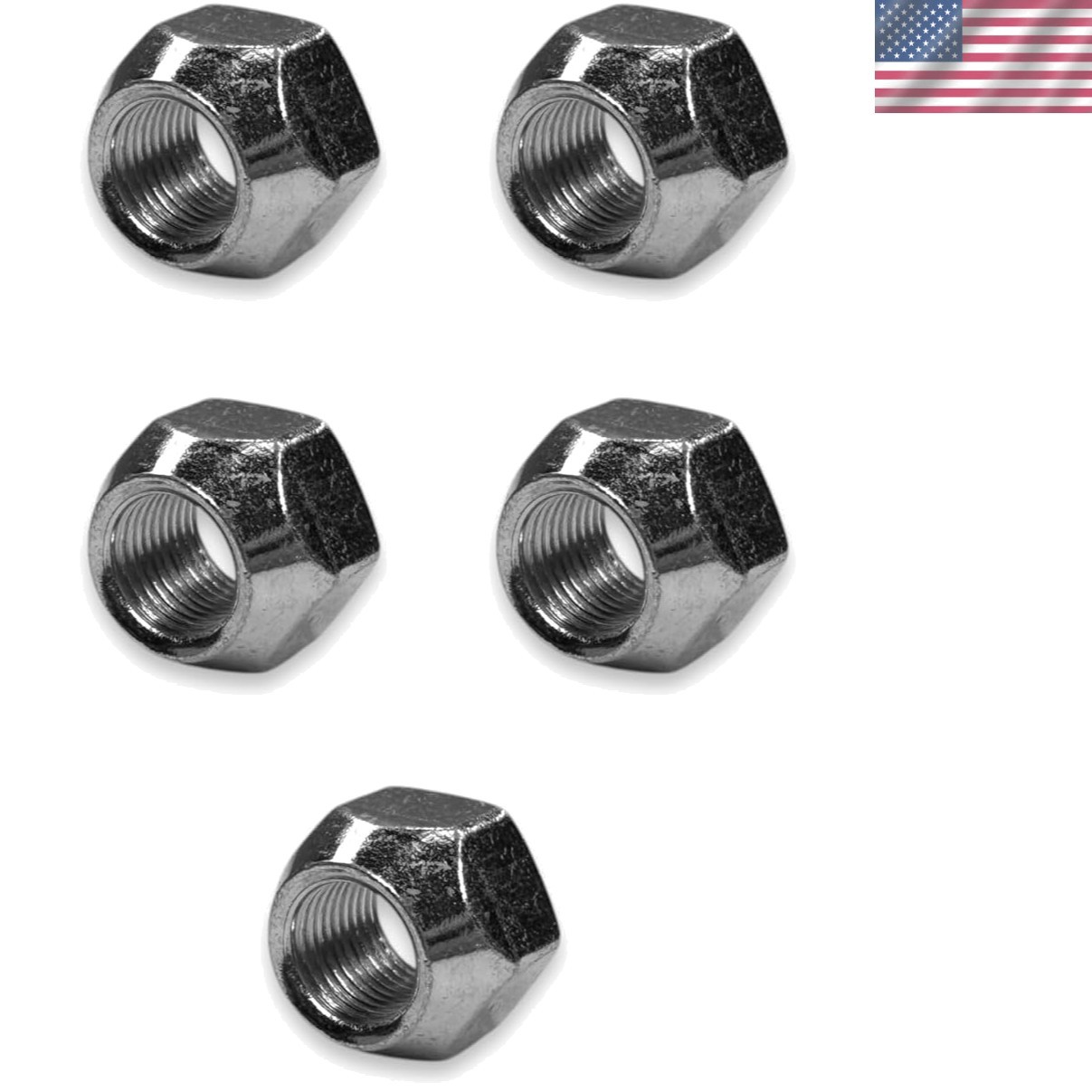 Durable Zinc Plated Acorn Lug Nuts 7/16-20 – Set of 5 with 3/4″ Socket Fit