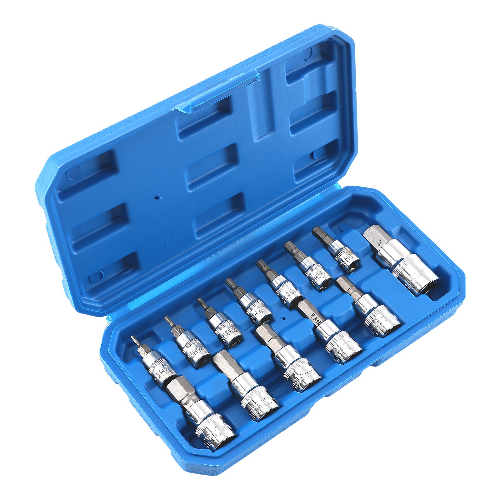 13pc Metric Hex Allen Bit Socket Set CR-V S2 Steel 1/4 3/8 1/2 Drive 2mm to 14mm