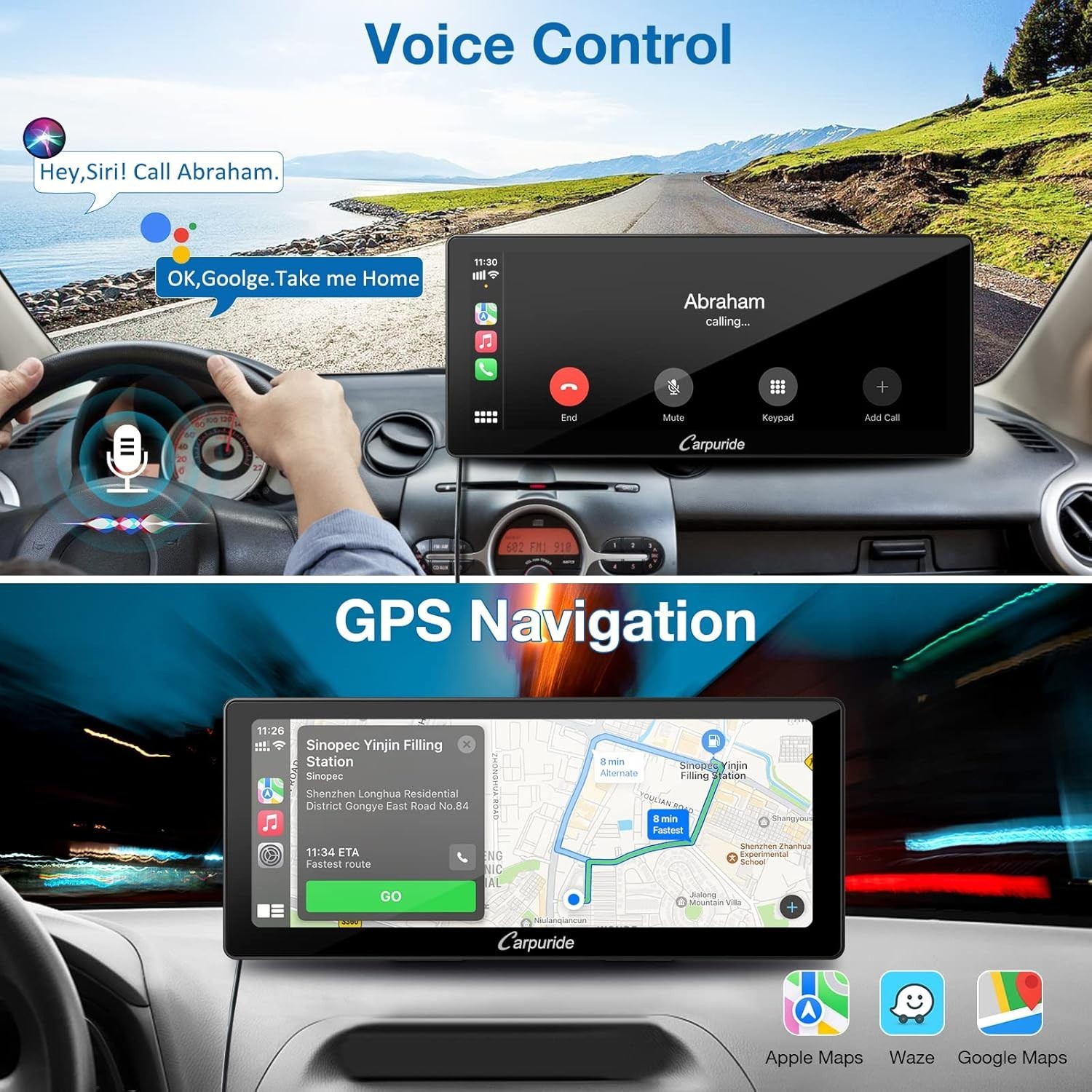 Carpuride 10.3” IPS Touch Screen Wireless Carplay Android Auto Car Radio Receive