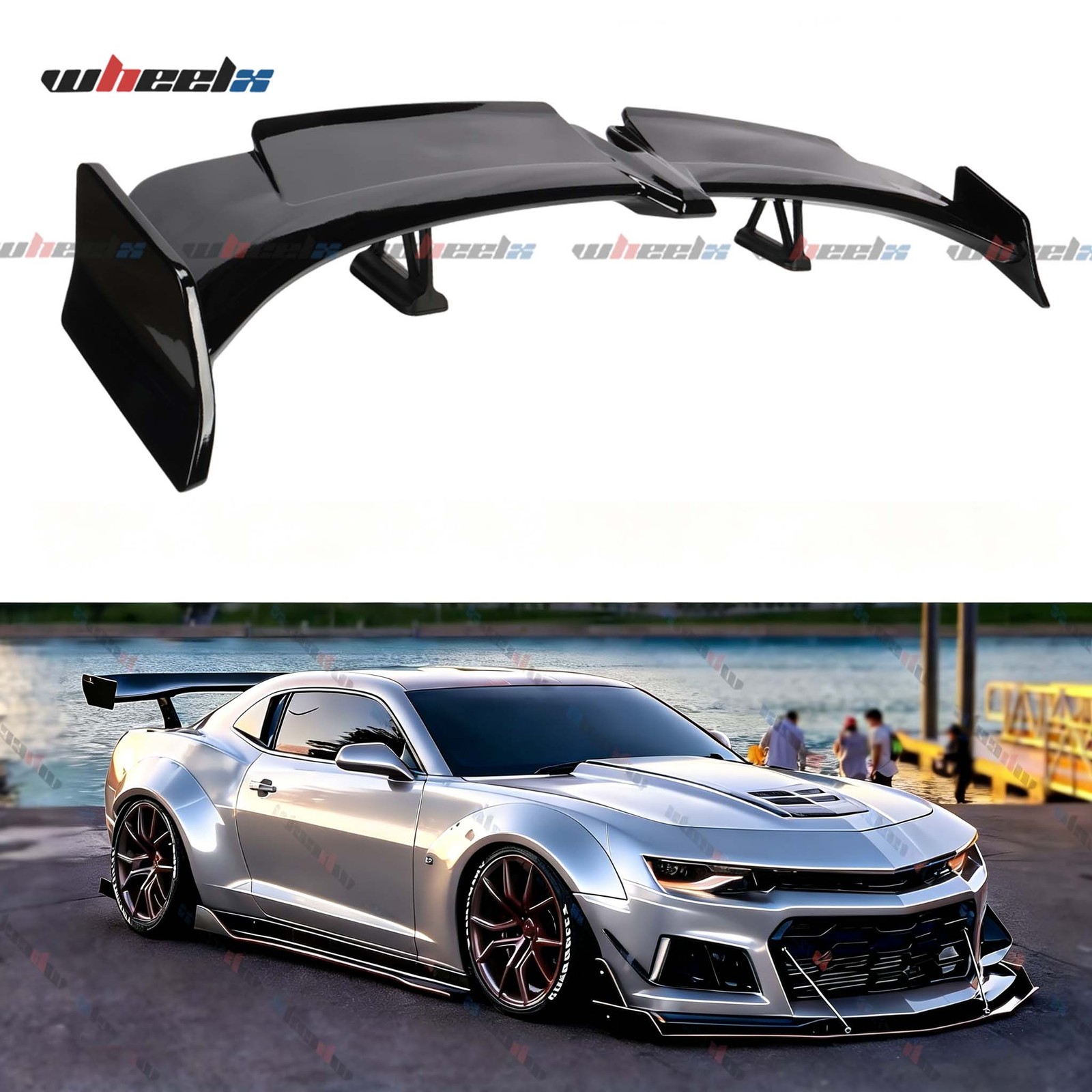 Gloss Black 57″ PRO GT Style Rear Spoiler Wing For Chevy Camaro ZL1 LT LS RS SS
