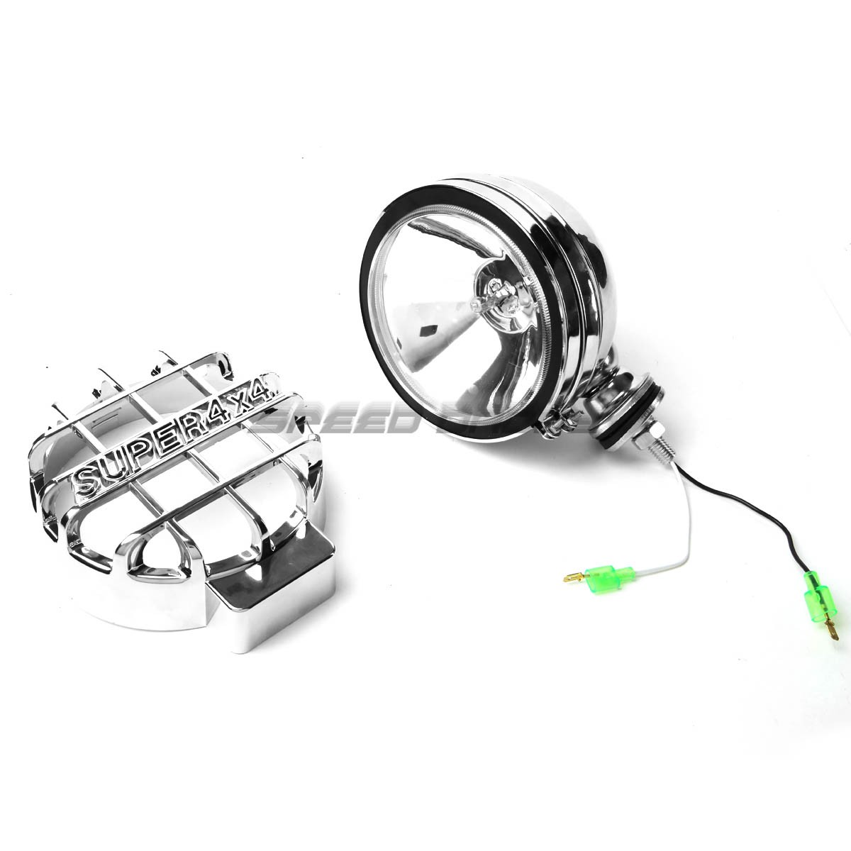 6″ ROUND CHROME HOUSING CLEAR FOG LIGHT/OFFROAD SUPER 4X4 GUARD WORK LAMP+SWITCH