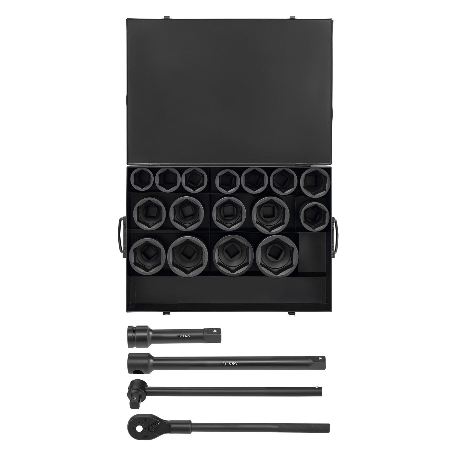 Uimoso 1 in Drive Impact Socket Set, 21-Piece SAE, Sizes 1-5/8 in to 3-1/8 in