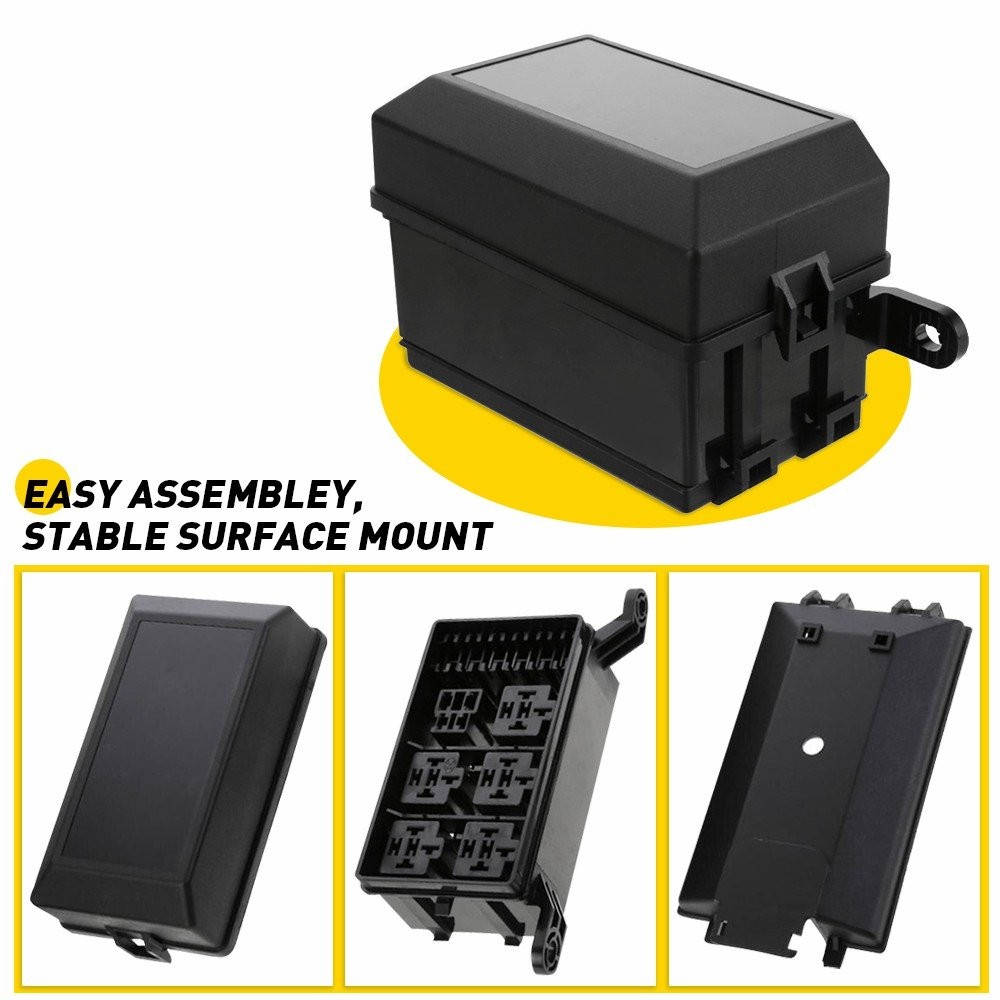 Universal Auto Waterproof Fuse Relay Box Block 6 Relay 6 ATC/ATO Fuses Accessory
