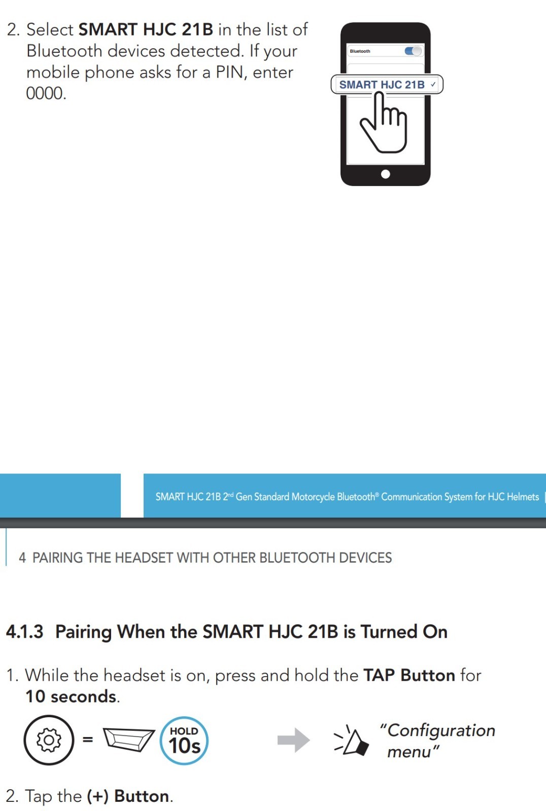 SMART HJC 21B SENA Bluetooth Communication System for HJC Helmets- SP132