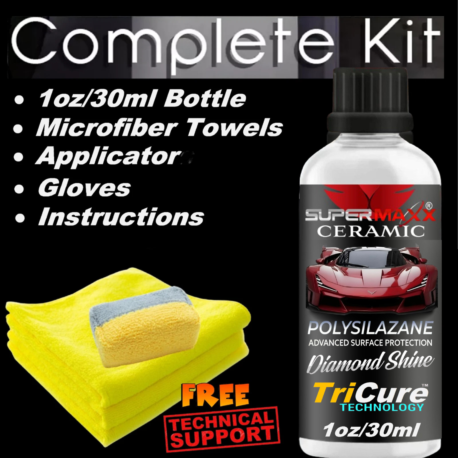 SUPERMAXX POLYSILAZANE CERAMIC CAR COATING ‘5 YEAR’ SCRATCH RESISTANT PROTECTION
