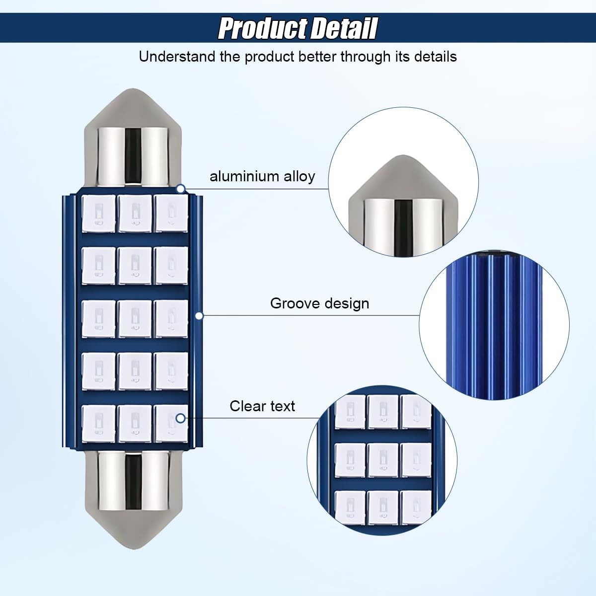 High-Quality 578 LED Interior Bulbs – 6000K Waterproof Blue Light, 50,000 Hours