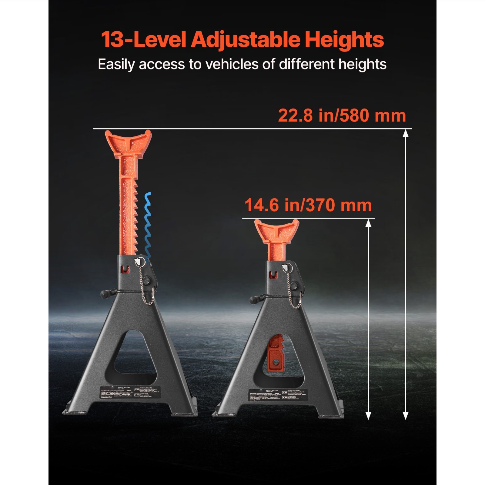 KFFKFF 6 Ton Jack Stands, Adjustable Heavy Duty Steel, 1 Pair