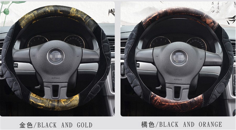 New short plush steering wheel cover flocking car handle warm non-slip for car