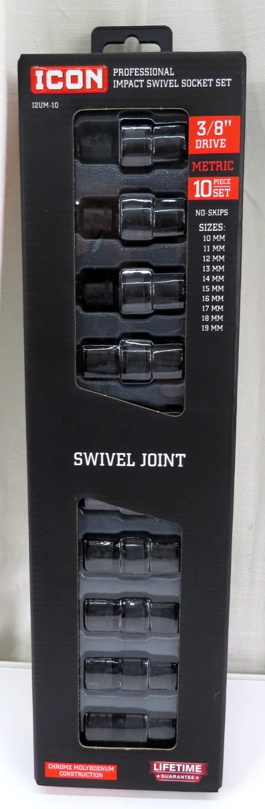 Icon I2UM-10 10 Piece Professional Impact Swivel Socket Set Metric 10-19mm 59747