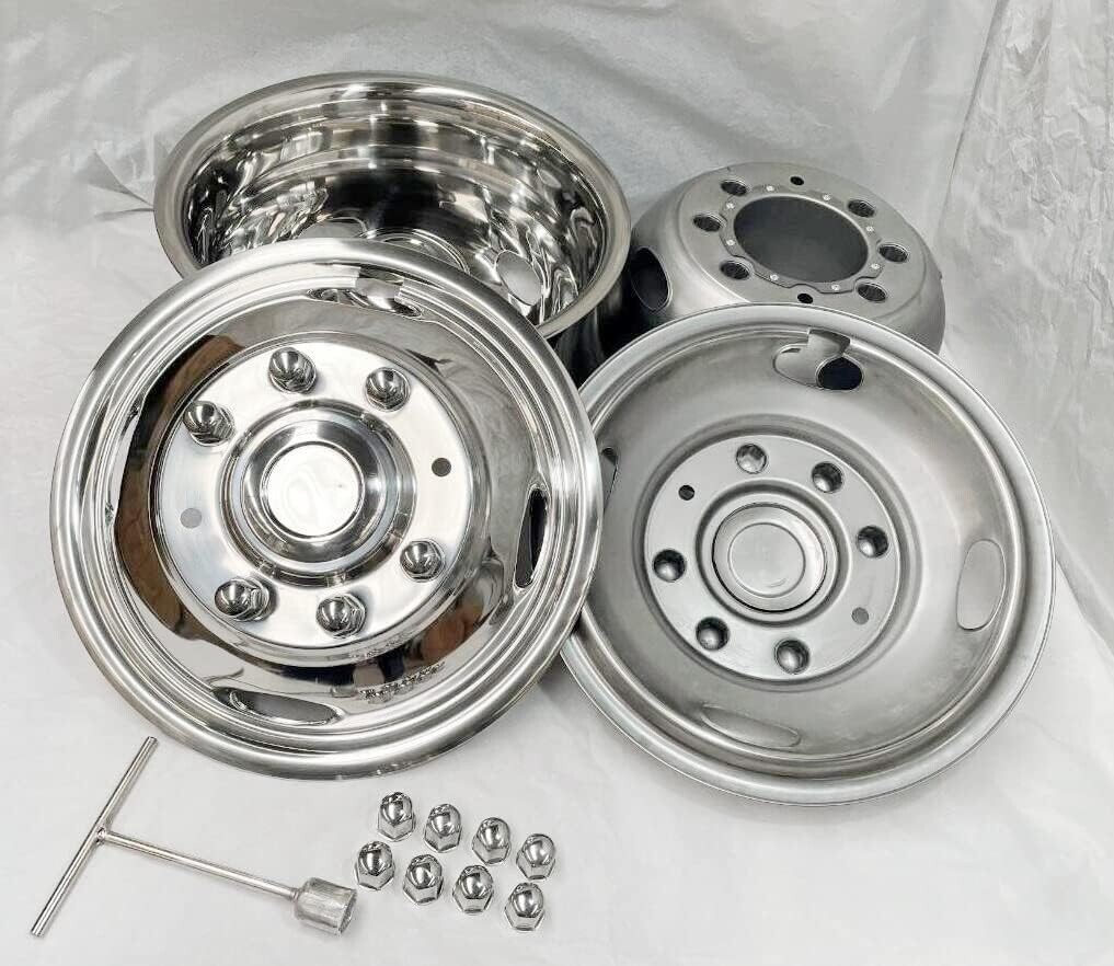 17″ 8 Lugs Wheel Simulator Stainless Steel Set For 2005-2021 Ford F350