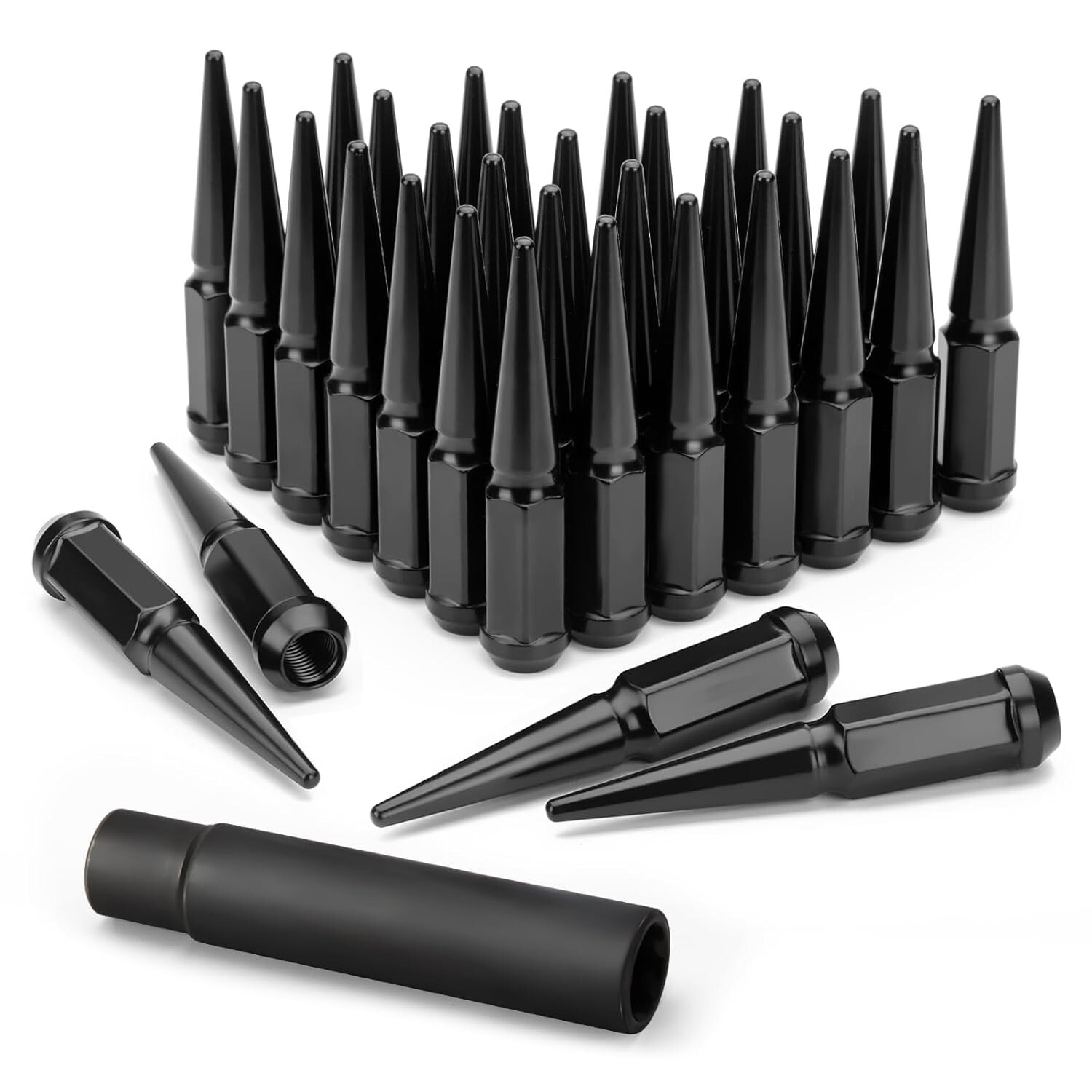 32pcs 4.4” Spike Lug Nut M14x1.5 For Silverado Sierra 1500 2500 3500 F250 350