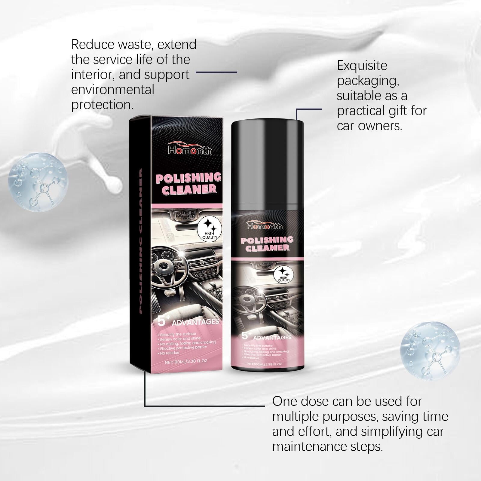 Amino Silicone Auto Interior Polish 100ml Deep Cleansing Spray Restores Trim