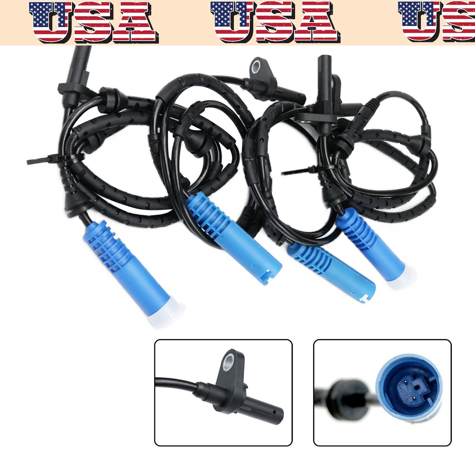 4Pcs Front & Rear ABS Wheel Speed Sensors Fit for BMW X3 E83 2004-2010 2.5L 3.0L