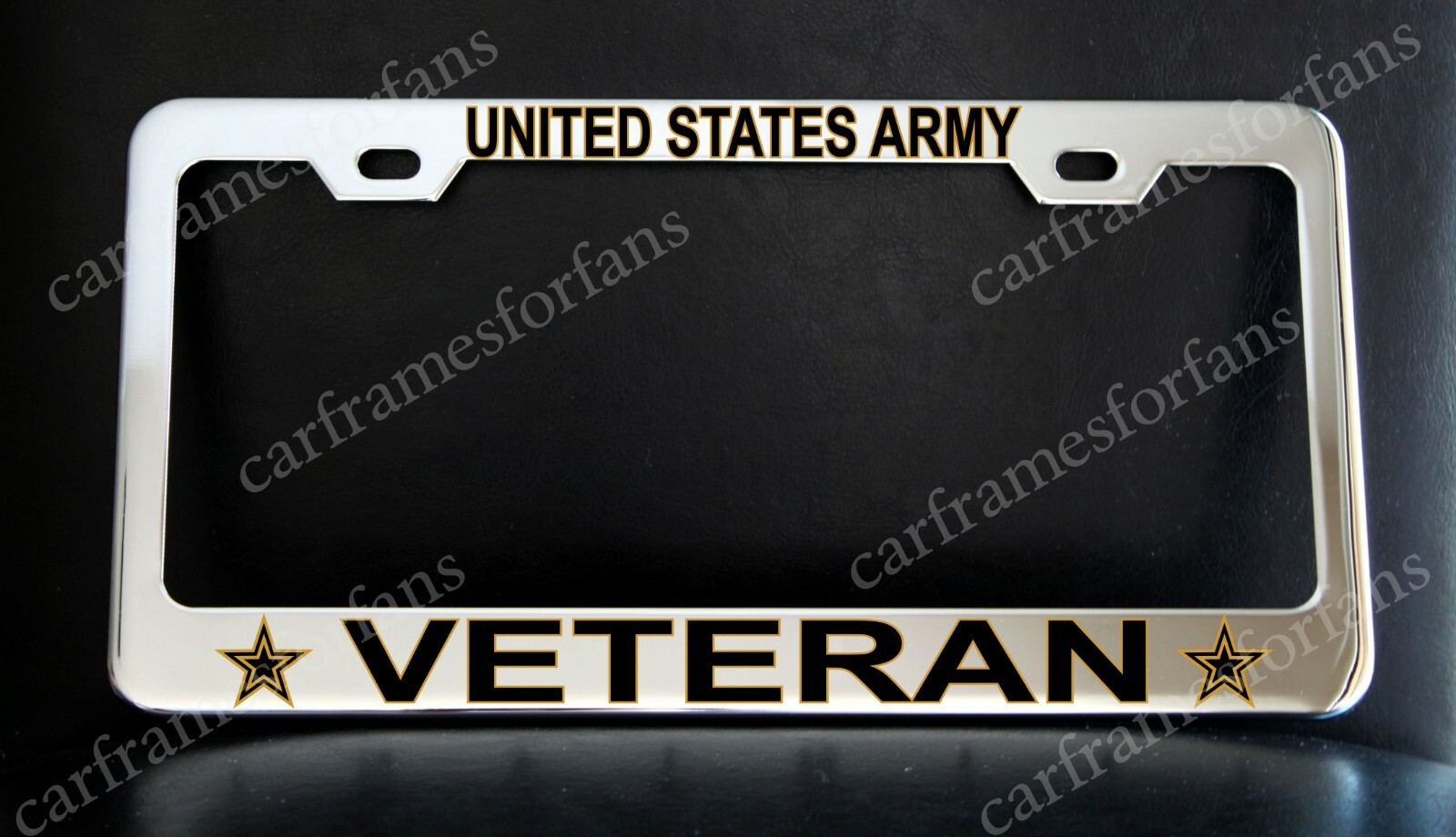 UNITED STATES ARMY VETERAN License Plate Frame – Chrome Plated Metal