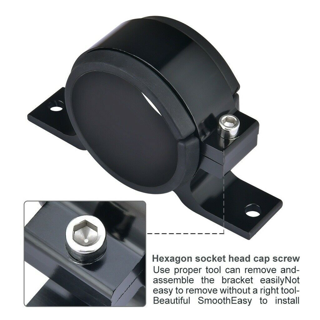 2x 60mm Fuel Pump Mount Bracket Fuel Filter External Bracket Clamp Cradle Black