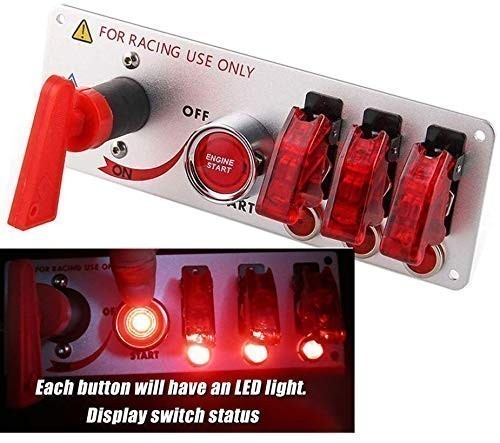 Racing Car Carbon Ignition Button Switch Panel Engine Start Push LED 12V Toggle