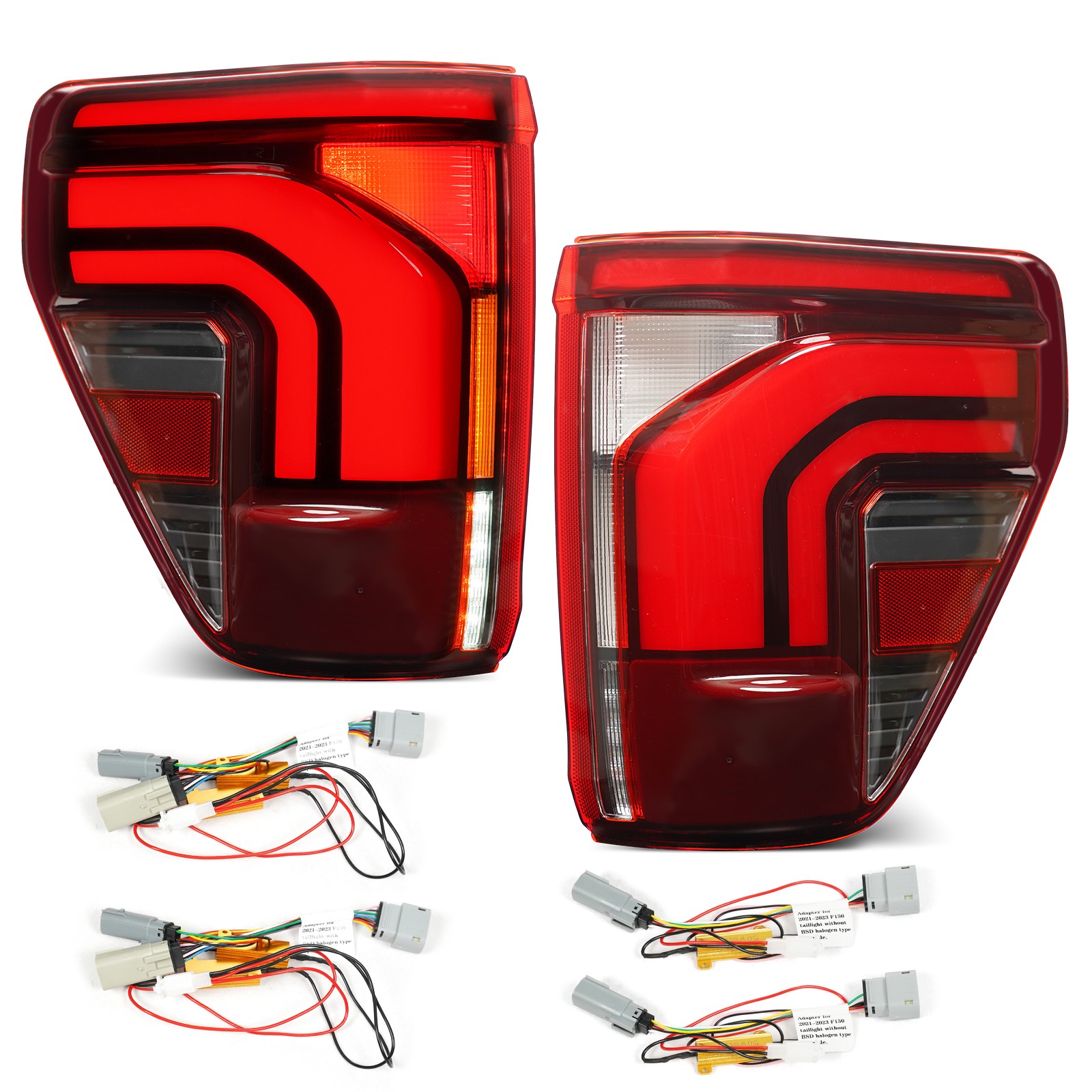 Halogen Upgrade LED Tail Lights For 2021-25 Ford F-150 Left+Right W/O Blind Spot