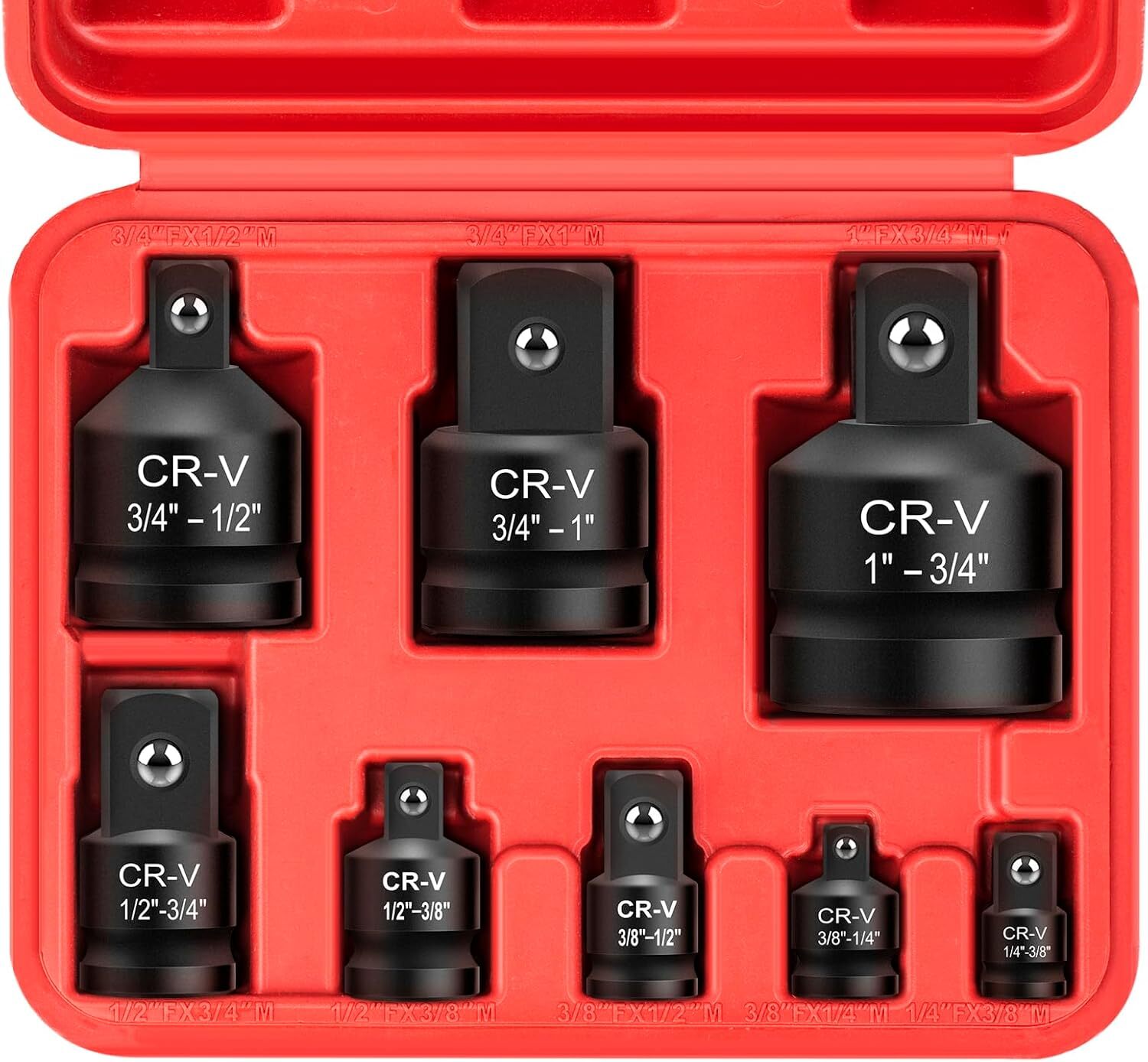 8PCS 3/8″ to 1/4″ 1/2 inch Drive Ratchet SOCKET ADAPTER REDUCER Air Impact Sets