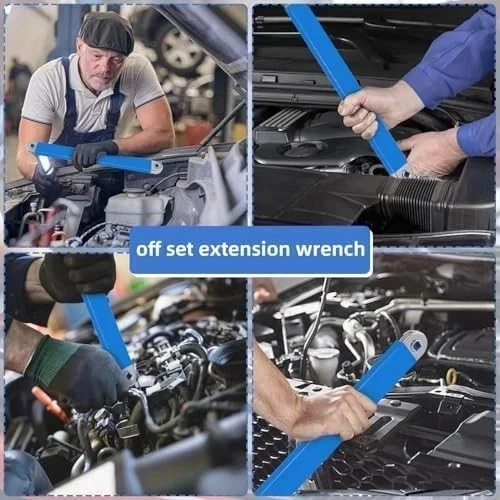Impact Ready Offset Extension Wrench, Tight Reach Wrench Set, Blue