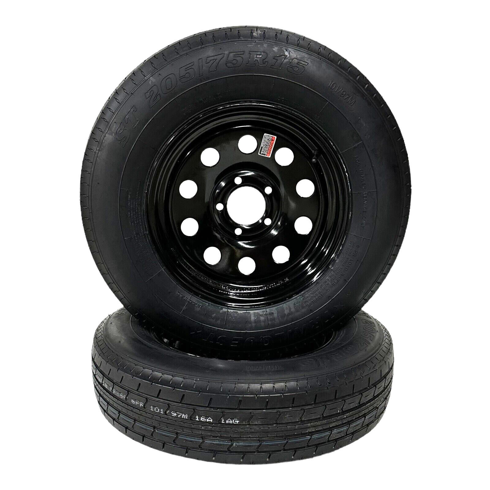 2-pack ST205/75R15 Radial Trailer Tire LRC 6 Ply 5 Lug 5×5″ Black Modular Wheel