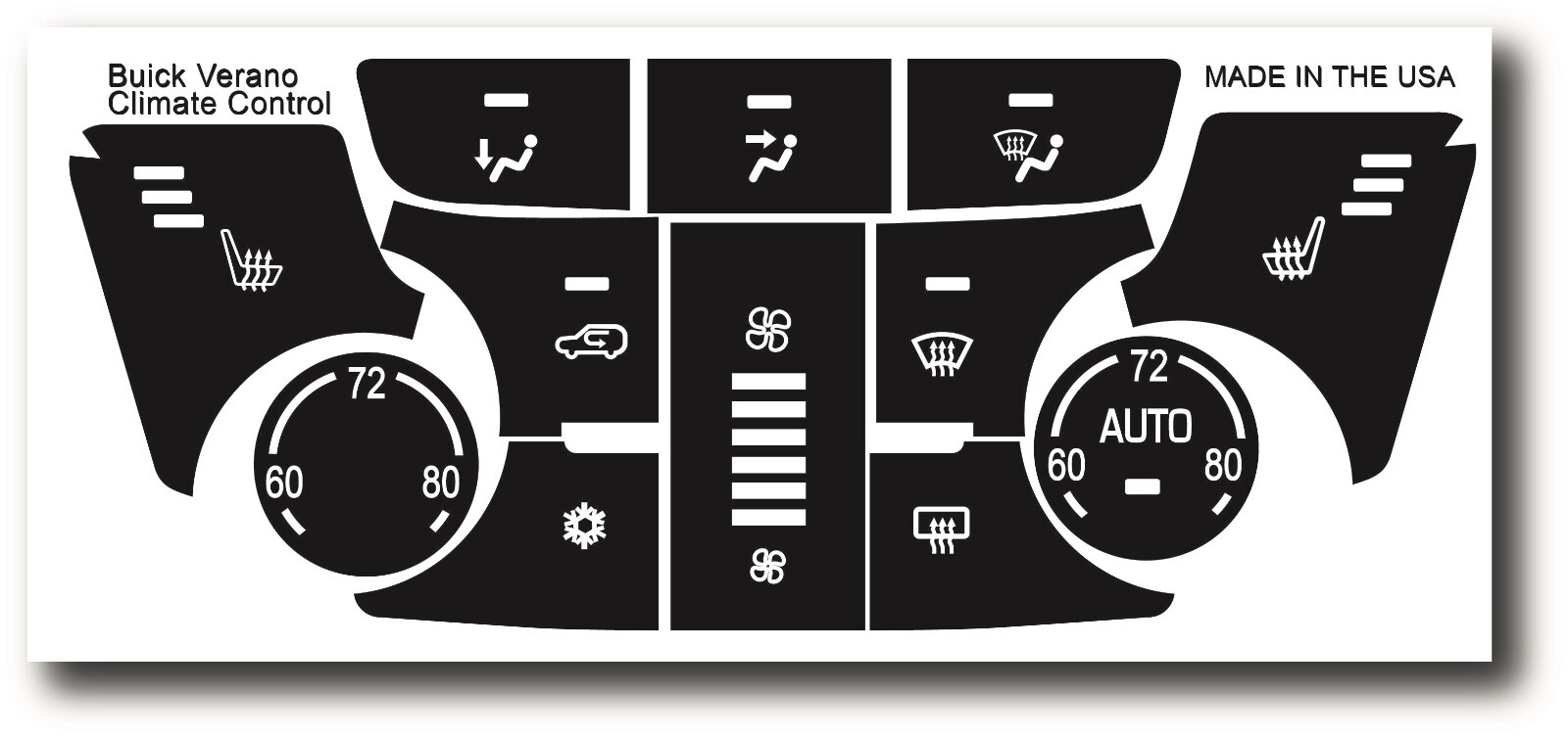 2012-2015 Buick Verano Climate Control Black Button Repair Decal Sticker Set