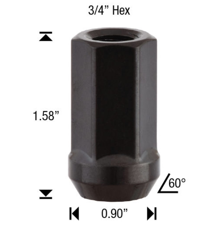 32x Black Spike 3″ Tall Lug Nuts 2-Piece M14x1.5 For Ford Chevrolet Ram GMC