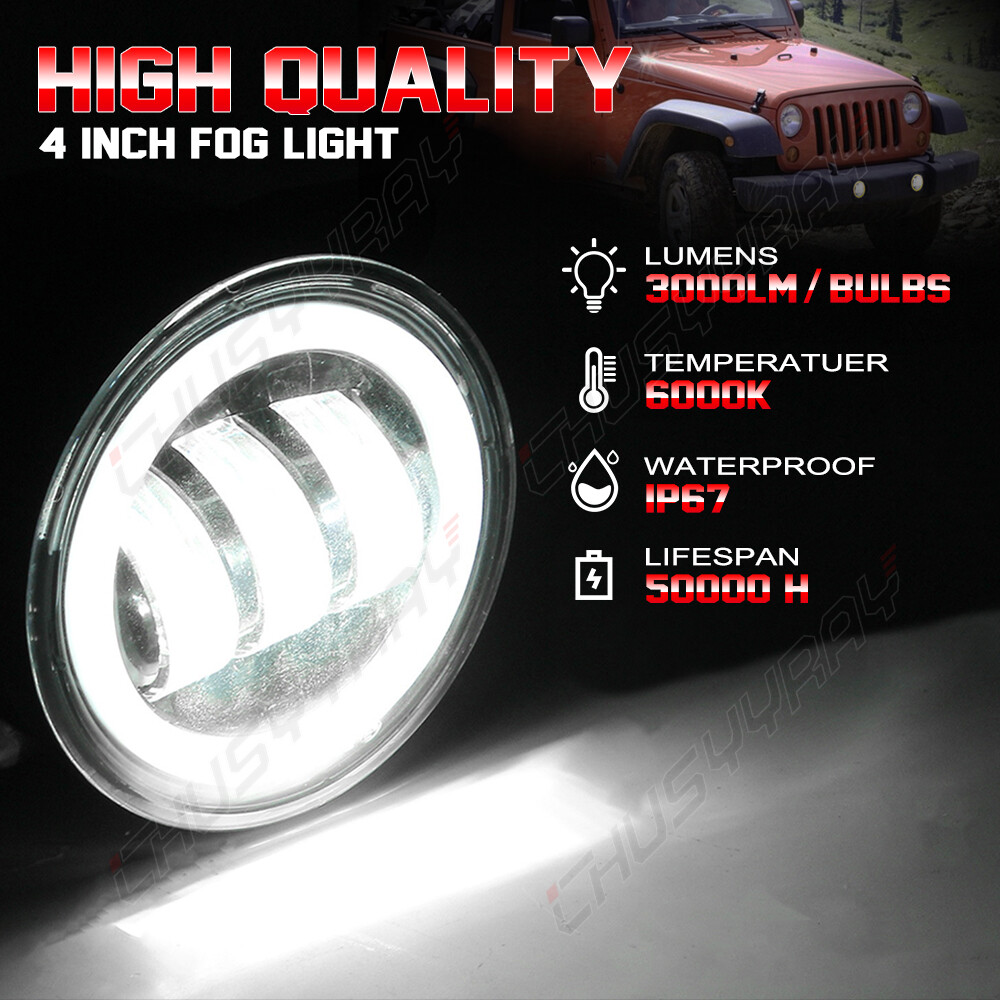 4inch Round LED Fog Lights Front Bumper For 1994-2001 Dodge RAM 1500 2500 3500