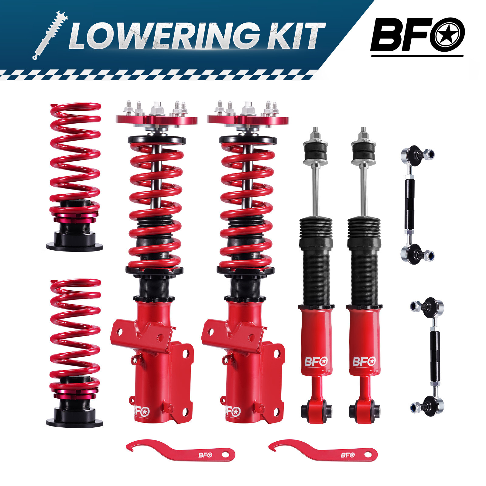 BFO Coilovers Strut Suspension Spring Kit For Ford Mustang 2005-2014 Adj. Height