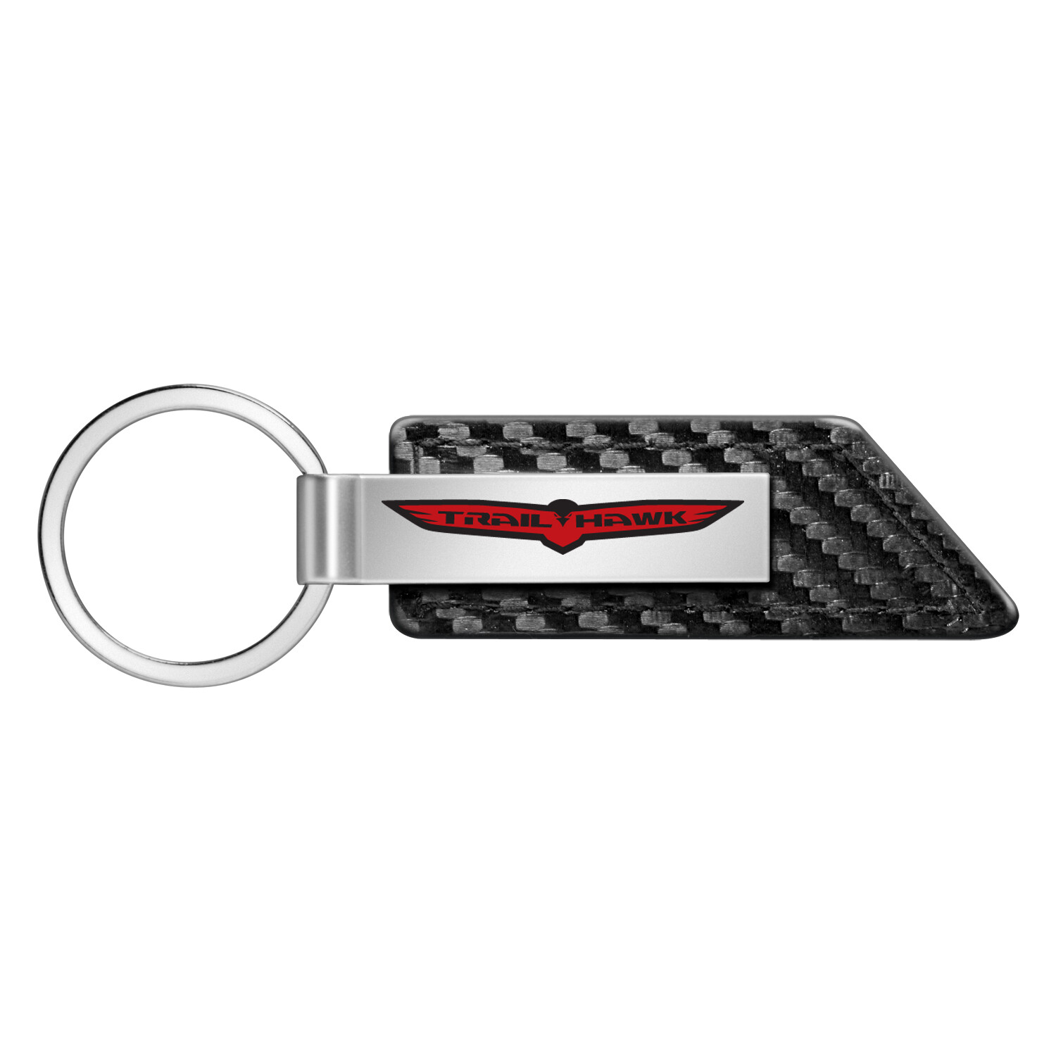 Jeep Trailhawk Carbon Fiber Texture Black Leather Strap Key Chain Key-Ring