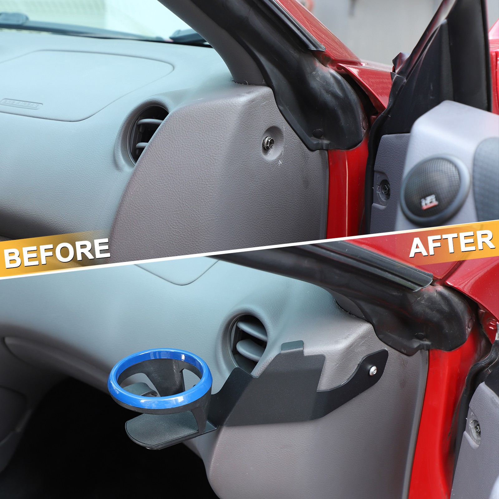 Right Air Vent Cup Holder Carbon Steel + ABS Blue Ring For Toyota Celica 1999-05