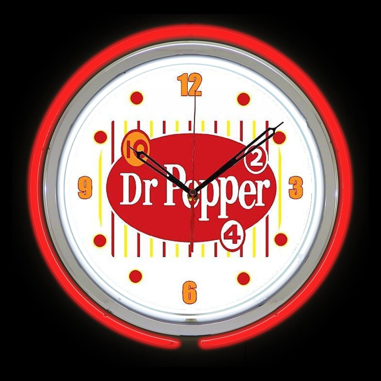 15″ Nostalgic Dr Pepper 10, 2, 4 Sign Double Red Neon Clock