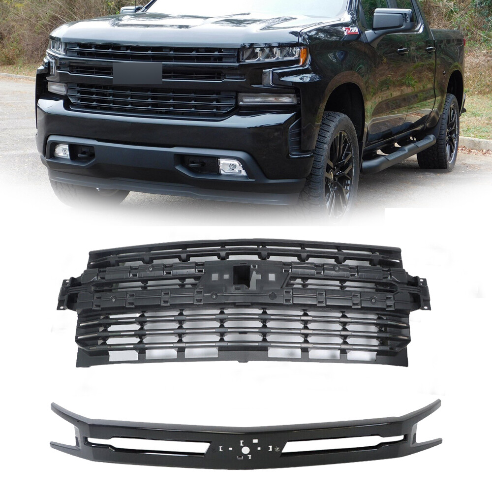 2PCS Front Bmuper Grille Assembly 84493306 Black For 2019-2022 Silverado 1500