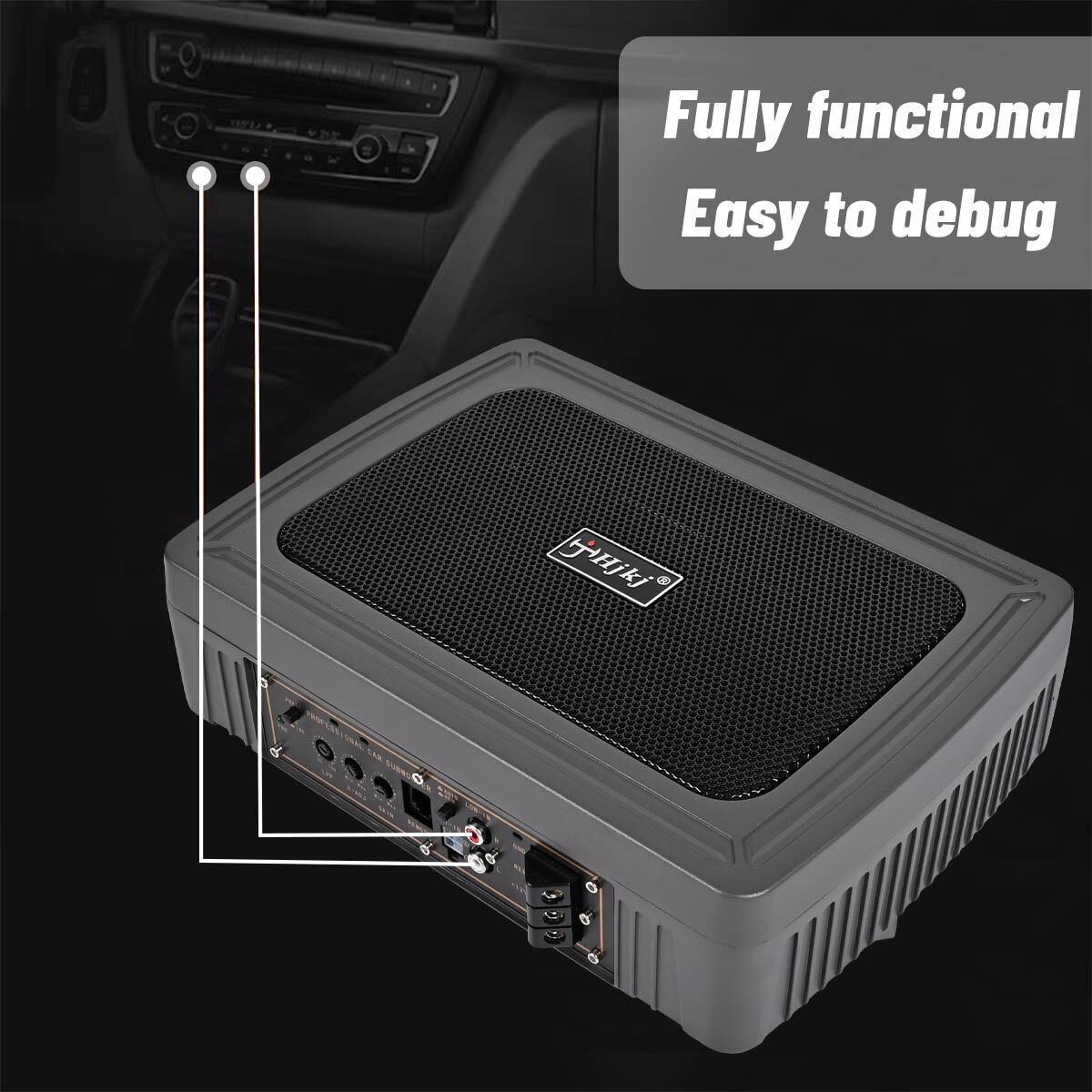 2pcs 1200W Active Under seat Car Bass Box Audio Subwoofer Sub Speaker Amplifier