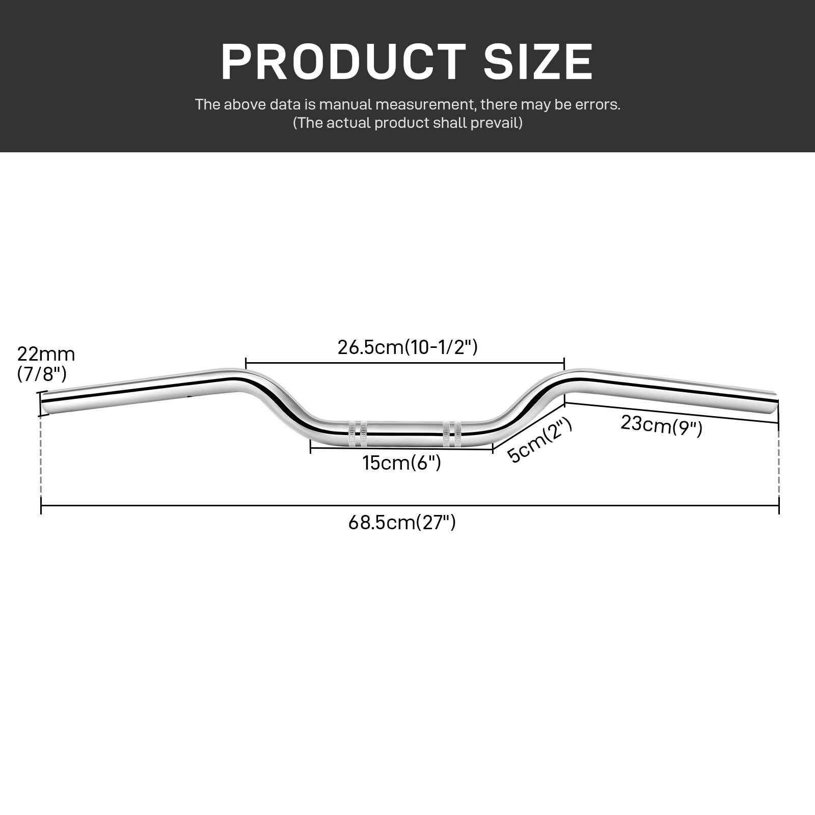 Motorcycle 7/8″ 22mm Handlebar Tracker Drag Bar Chrome For Suzuki SFV650 2009-18