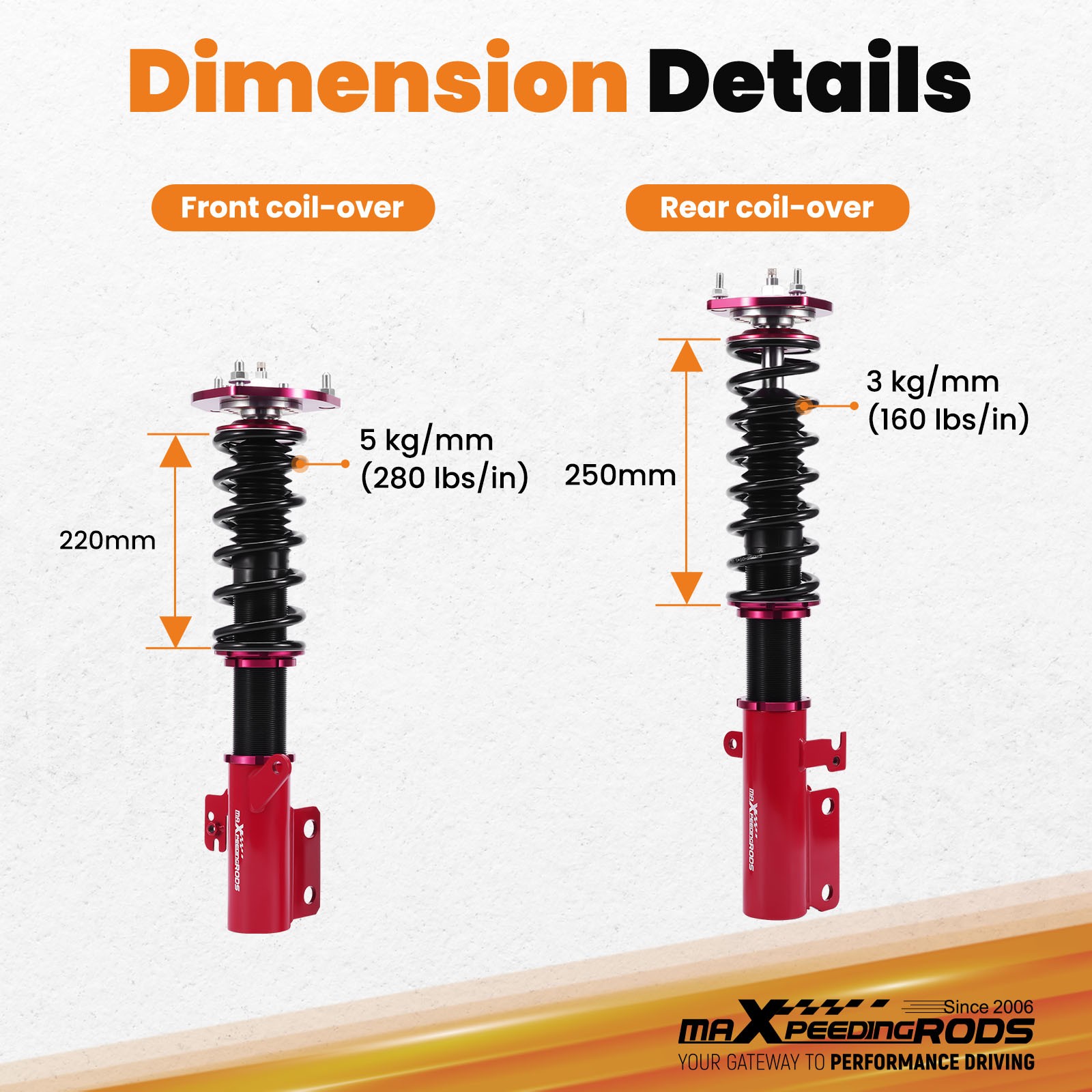 MaXpeedingrods Adjustable Damper Coilovers Struts For TOYOTA CAMRY 2007-2011
