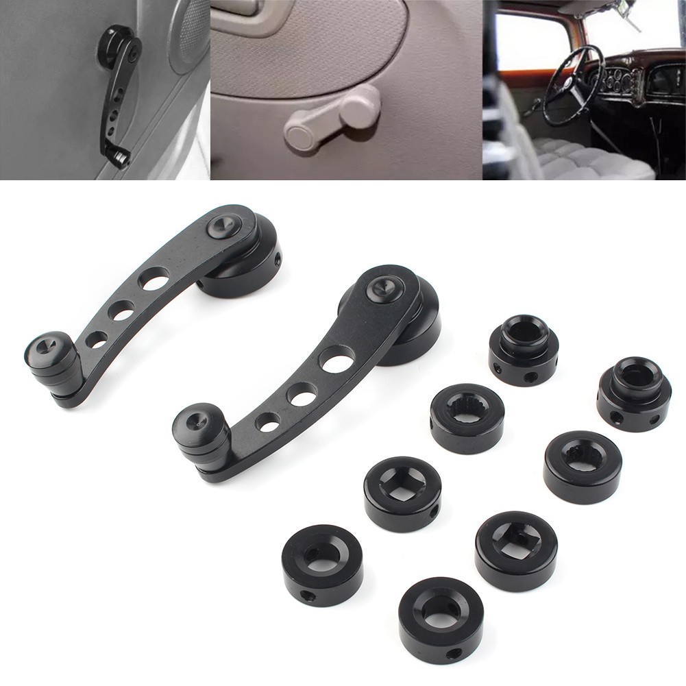 Aluminum Alloy Car Window Handle Winder Riser Winder Crank Riser Universal Black