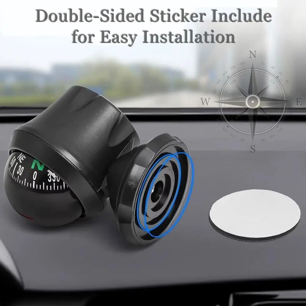 Share Compass for Car with Bottom Stick Car Compass Ball,Adjustible and Night Vi
