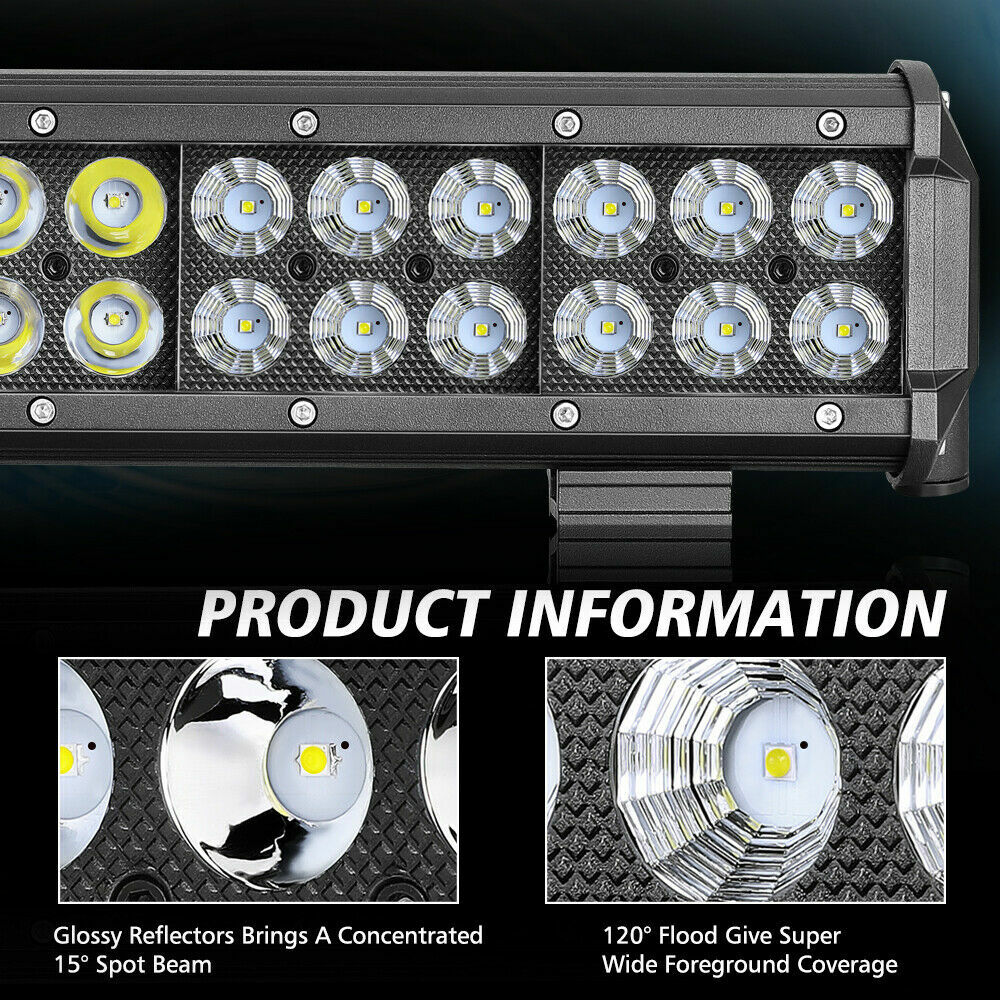 28″ inch Led Light Bar Dual Row Spot Flood Combo Work 4WD Truck SUV ATV Mounts