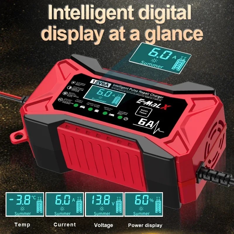 12V Smart Car Battery Charger Automatic Lifepo4 Repair Maintainer Trickle