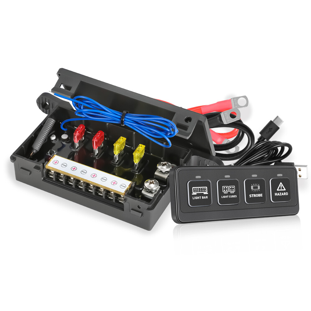 Wireless 4 Gang Switch Panel Auxiliary Circuit Control Relay System Pickup 12V