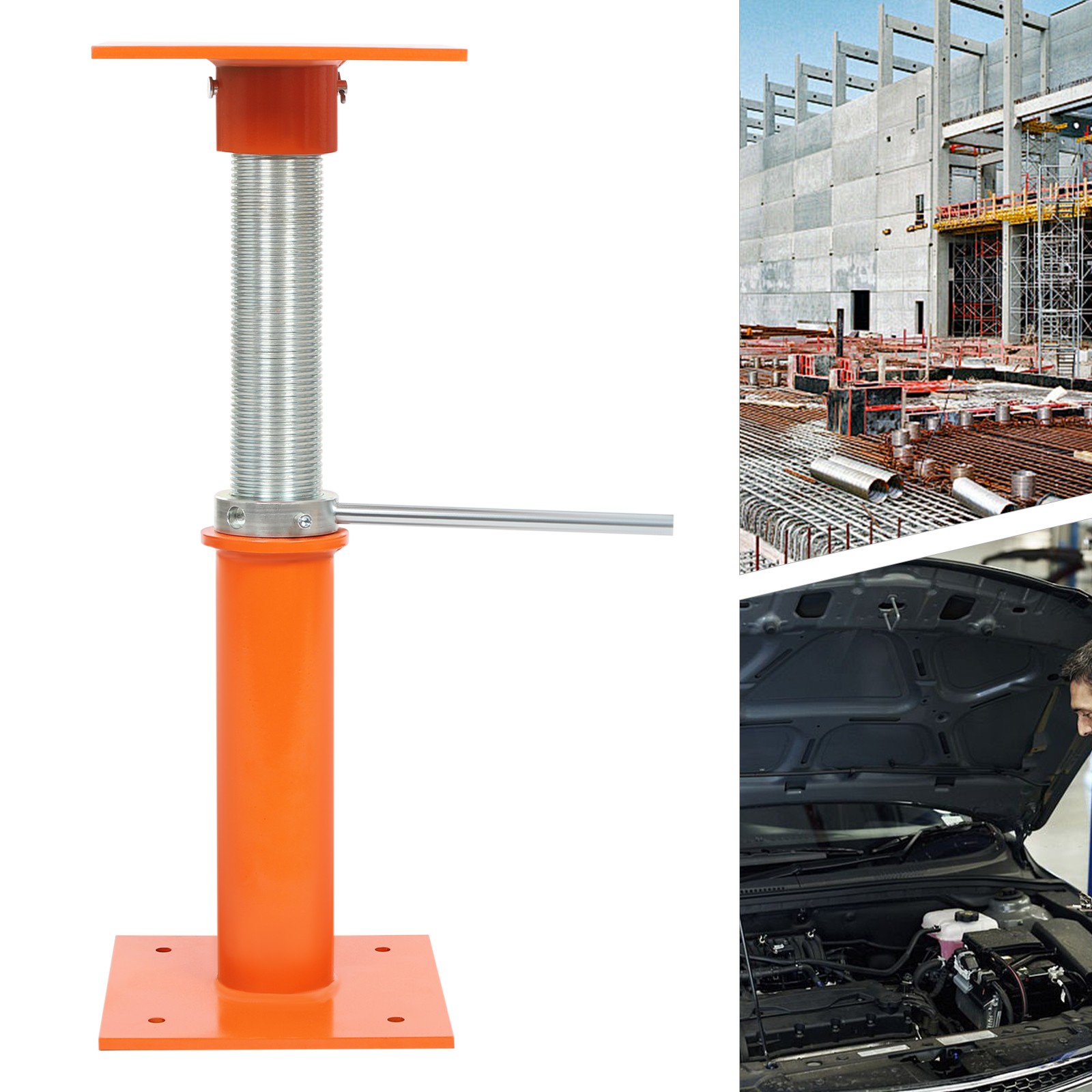 Adjustable Carbon Steel Jack Post 13-17 In 20000 Lb Orange