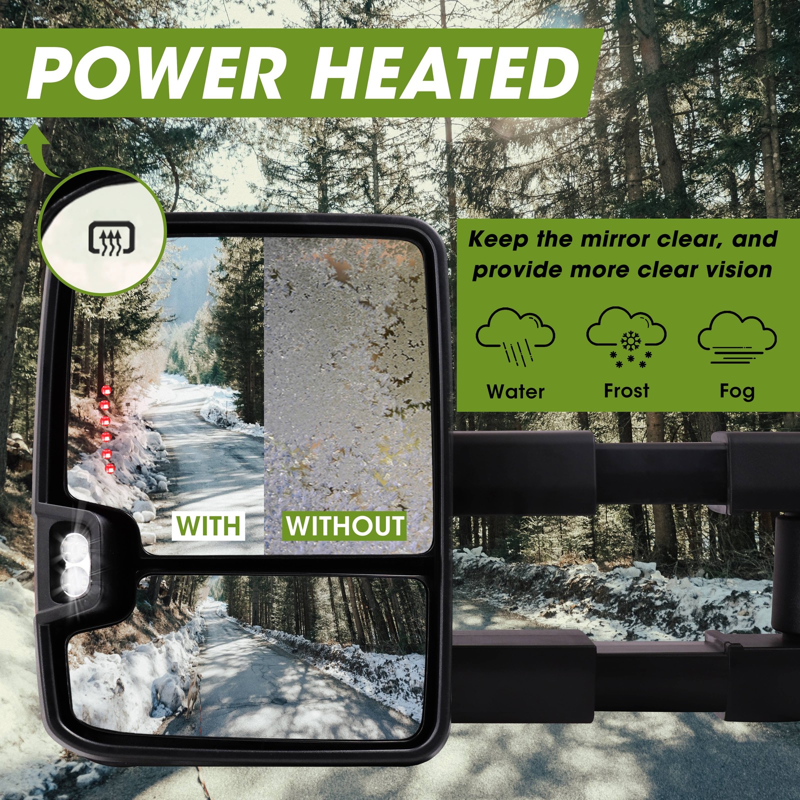 USED Power Heated Chrome Tow Mirrors For 2014-2019 Chevy Silverado GMC Sierra