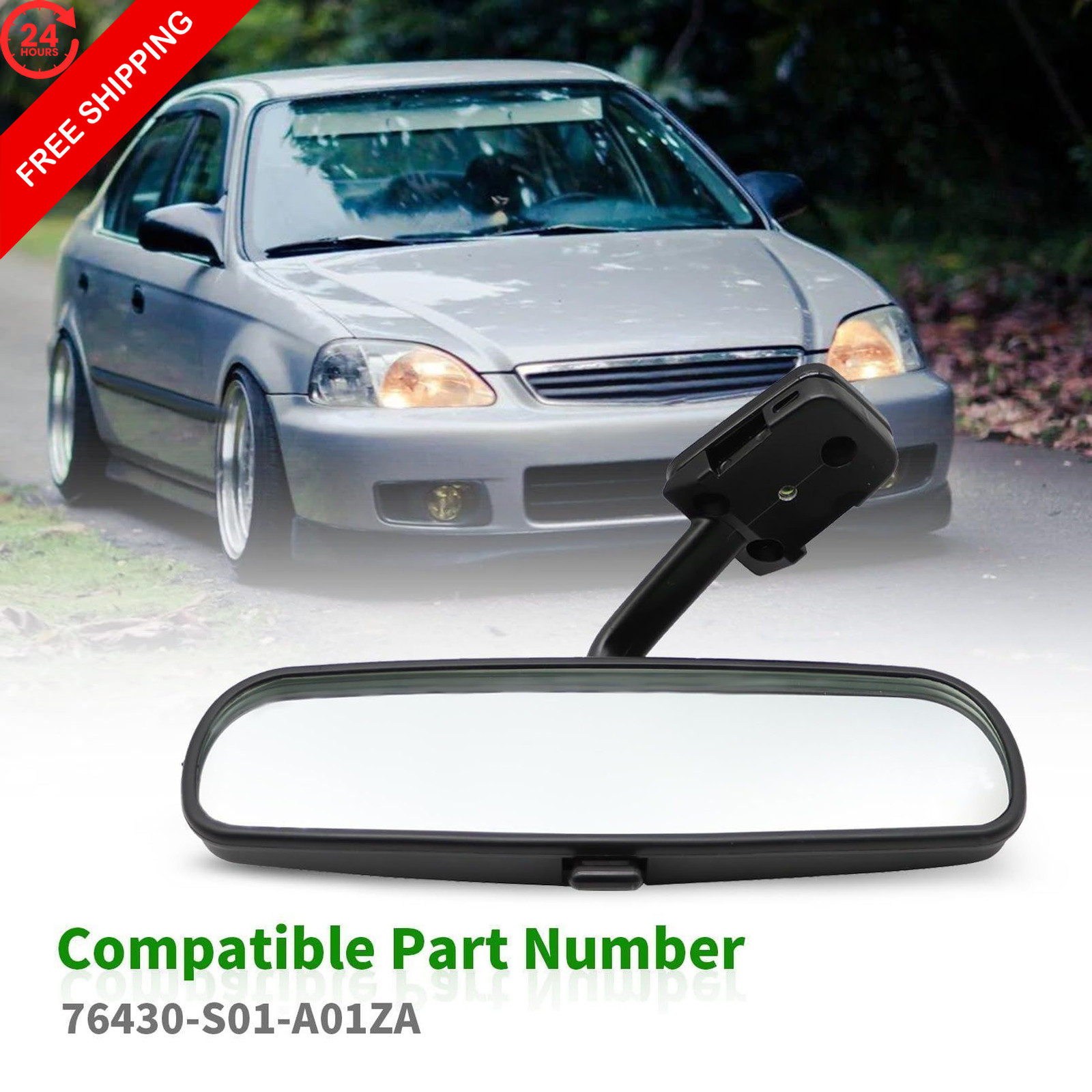 Yunnergo Interior Rear View Mirror Fit Civic 1.6L 1996-2000 76430-S01-A01ZA