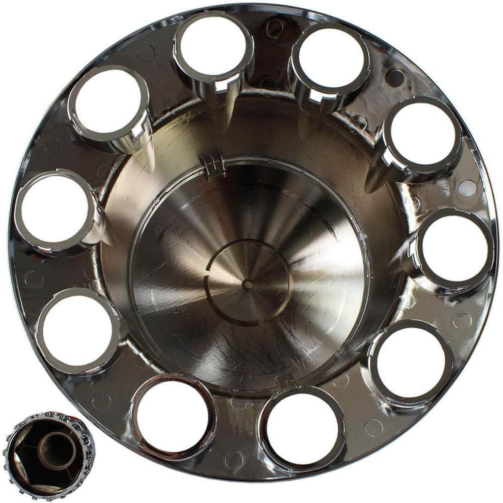 Set of 2 Chrome Rear Hub Cover Wheel Kit Axle Cover 33mm Lug Nuts for Semi Truck