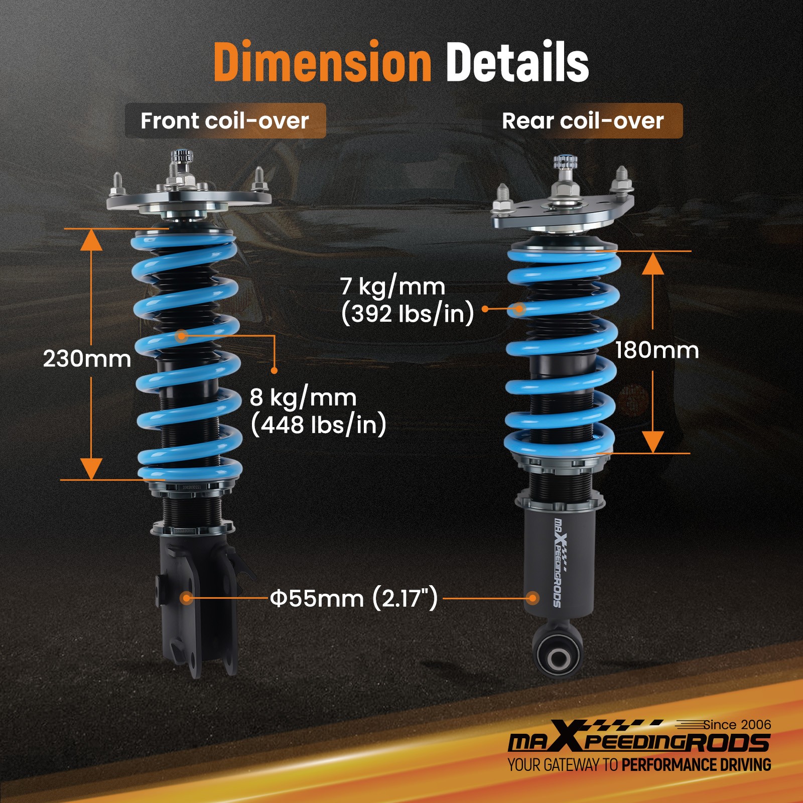 Maxpeedingrods COT6 Damper Coilovers Suspension Kit For Subaru Impreza WRX 08-14