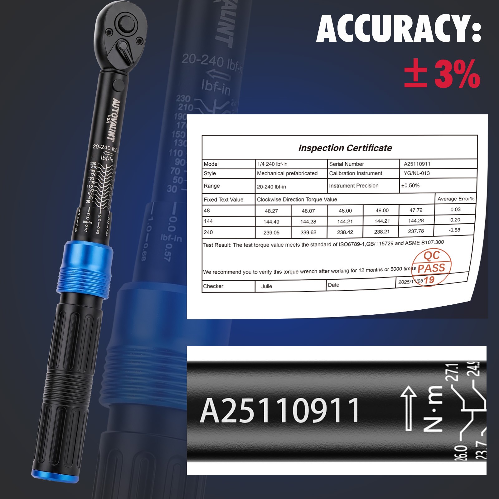 1/4″ Torque Wrench Snap Socket Professional Drive Click Type Ratcheting