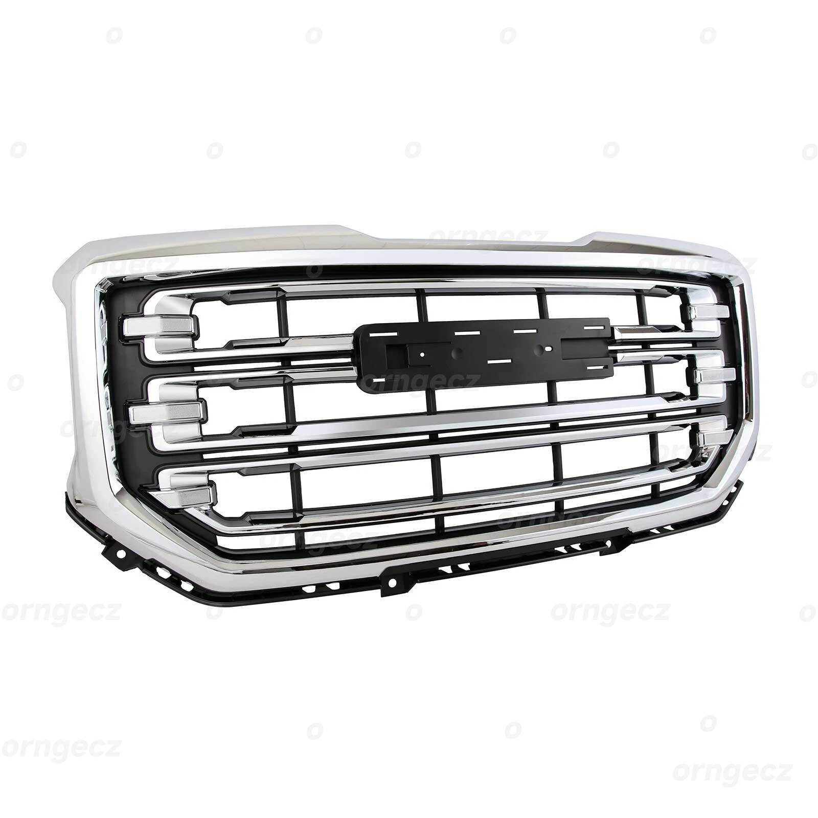 Front Upper Bumper Grille GM1200743 For GMC Sierra 1500 2016-2019 Black Chrome